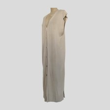 H M Sandy Beige Neutral Sleeveless Knit Longline Sweater Vest Cardigan, Womens M