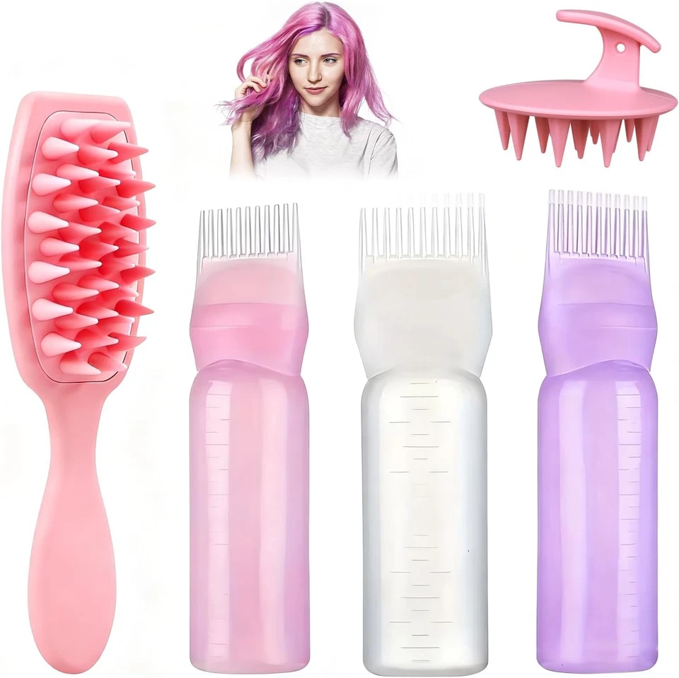 PMUEUFF Haaröl Applikator Set, 5 Stück Haarfärbebürste Flasche Mit Hair Oil Applicator