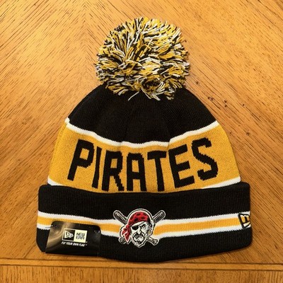 New Era Pittsburgh Pirates Black & Yellow Pom Beanie Hat OSFA Logo