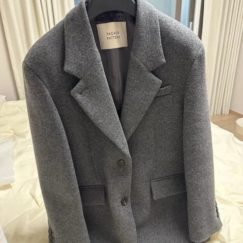 Facade Pattern Cashmere Blazer Coat - Charcoal, S… - image 5