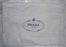Prada White Flanell Drawstring Dust Bag, 13"x9"