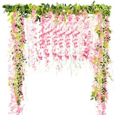 6Pcs Wisteria Artificial Flowers Garland, 6Ft/Piece Artificial Wisteria Vine ...