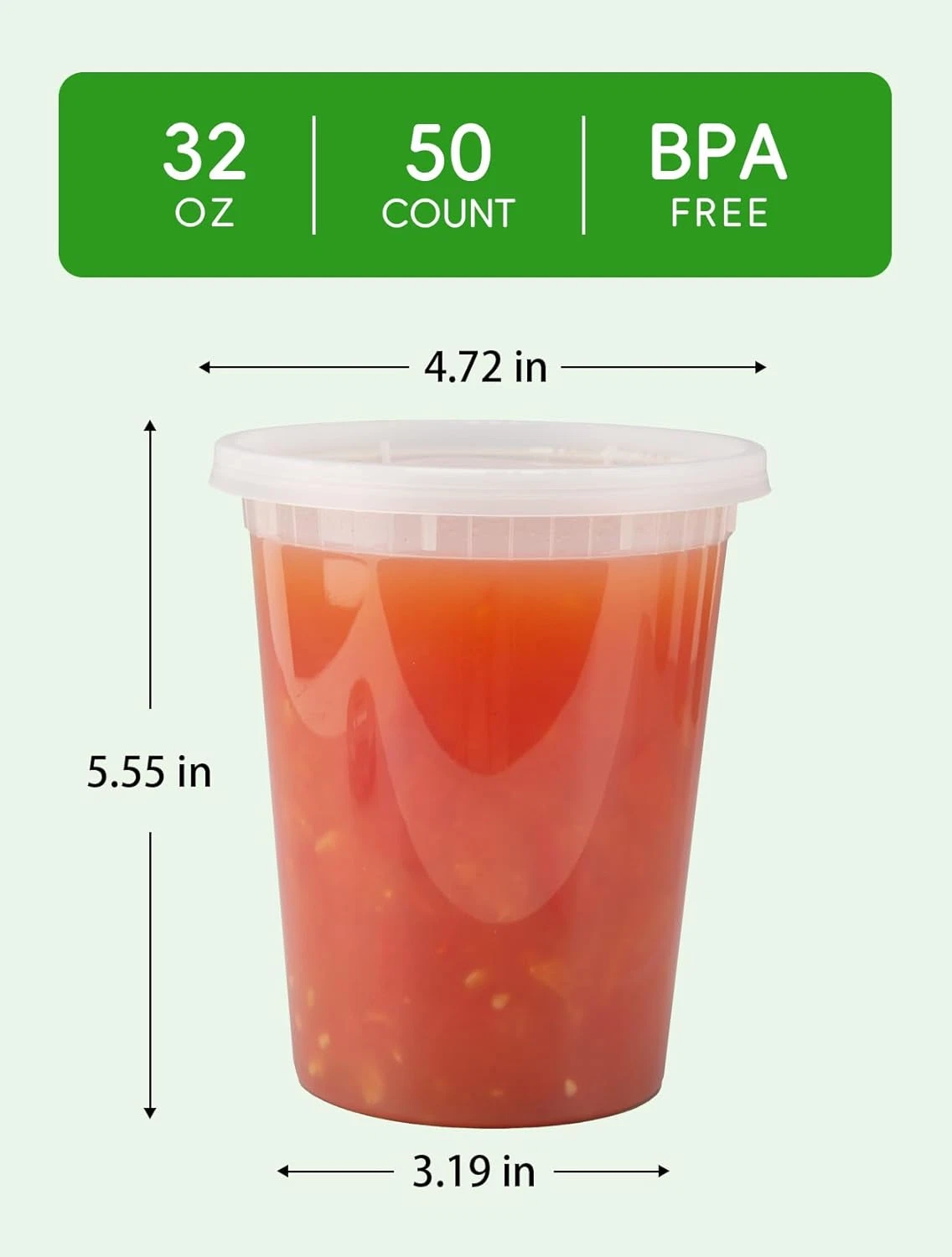 50 Pack 32 Oz Plastic Food Containers Lids BPA Free Stackable Leakproof Deli