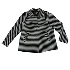 Nine West Blazer Sz-6 Black/White Stripe Business Cocktail Jacket Oversized