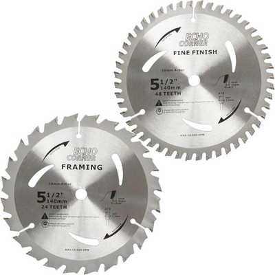 5-1/2'' (10mm Arbor) Wood Cutting Circular Saw Blades, 140mmX10mmX48T/24T | Carbi
