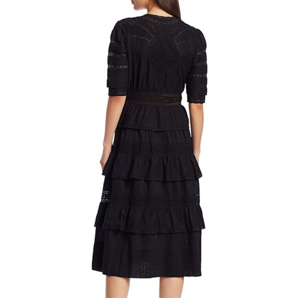 LoveShackFancy Classic Black Ruffled Rebecca Midi… - image 3