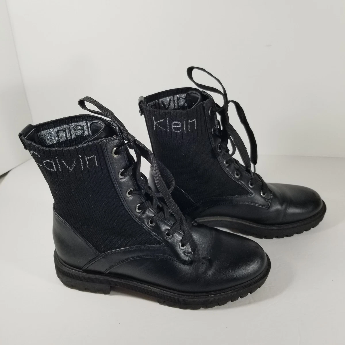Calvin Klein Black Lorenzo Lace-Up Combat Boots Size 8M NWT With Box Calvin Klein Combat Boots for Women for sale | eBay main image 4