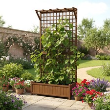 Wood Large Planter Raised Bed Garden Vegetable Tomato Plants Growing Trough Beds