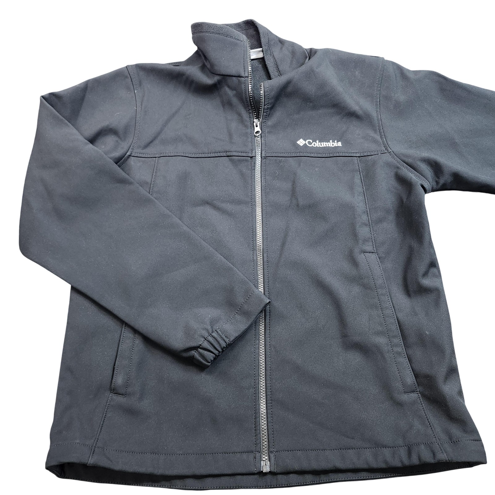 Columbia Jacket Mens Medium Black Softshell Full Zip Fleece Lined Hiking Outdoor
