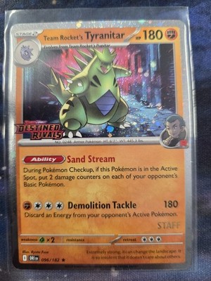 Pokemon TCG Destined Rivals Team Rocket's Tyranitar Staff Promo