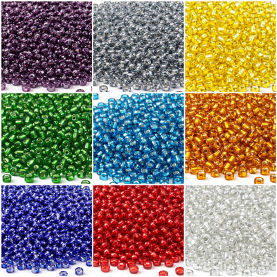   Premium Rocailles Perlen Silbereinzug 2/3/4mm 20 200g Silver Lined Glasperlen