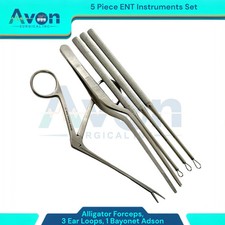 5-Pieces Alligator Forceps 3.5" Ear Loops Nasal Surgical ENT Instruments