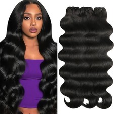 VKOFUN Natural Black 14 16 18 Inch 12A Body Wave Human Hair Bundles