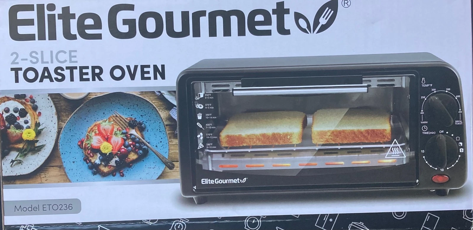 Elite Gourmet 2-Slice Countertop Toaster Oven Model ETO236 Black, New in box
Opens in a new window o