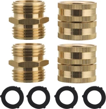 Garden Hose Adapter, 3/4 Inch Brass Connector, 4-Pack with Extra 4 Washers