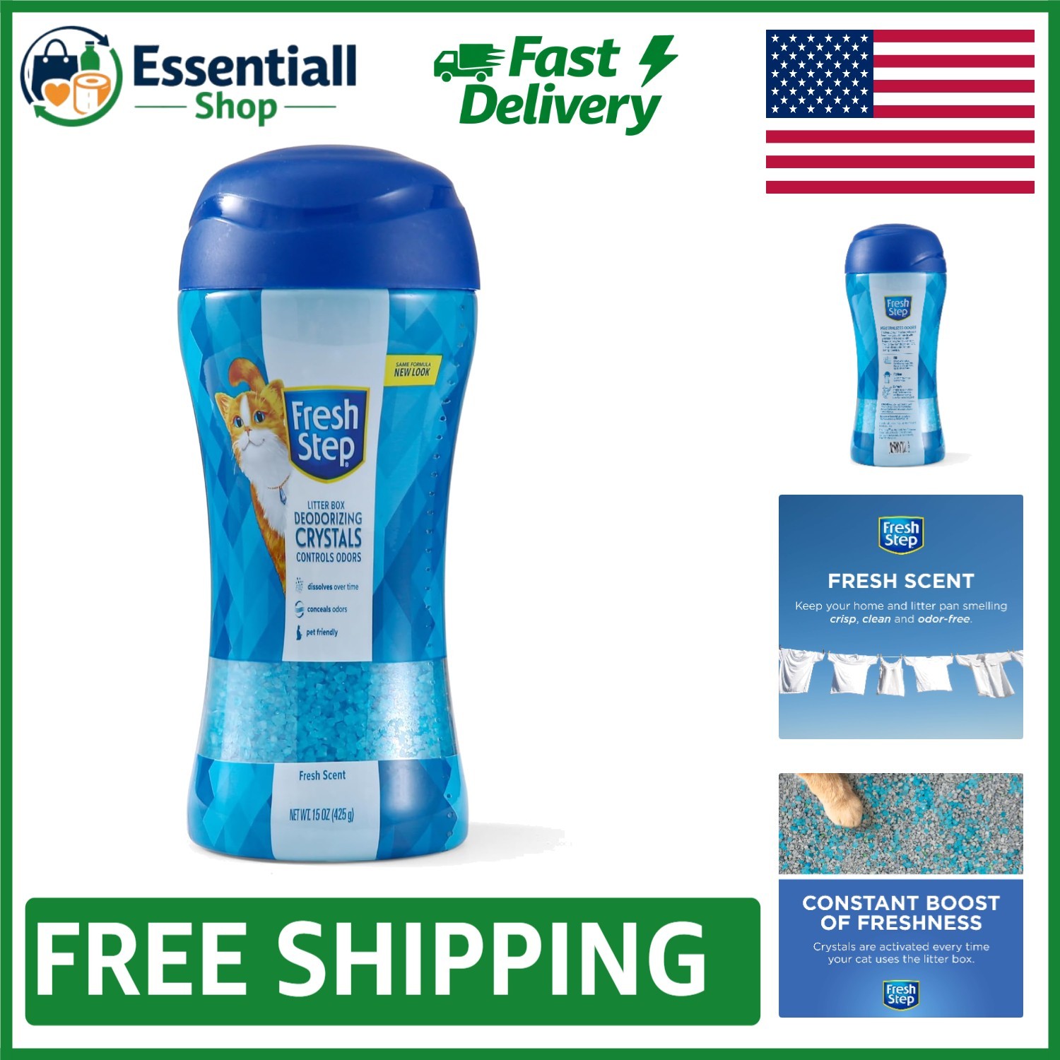 Non-Toxic 15oz Cat Litter Crystals - Effective Odor Neutrali