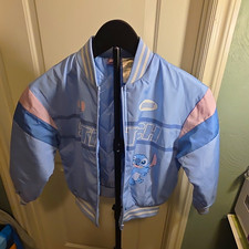 Disney Stitch Lilo Stitch Kids Varsity Jacket Full Zip Blue Pink Size 6X