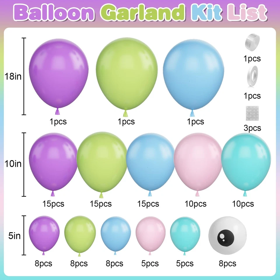 Kit Arco Globos Monstruo - Decoraciones Fiesta Dibujos Animados para Cumpleaños Baby Shower Foto 2 de 4