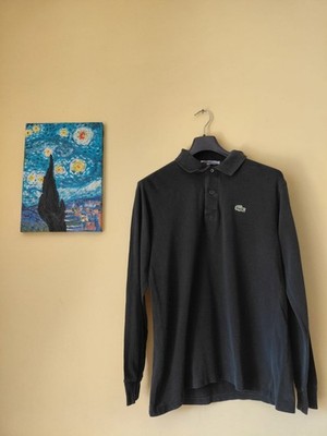 Lacoste Poloshirt Vintage Langarm Herren L Schwarz Original Baumwolle Logo Krokodil