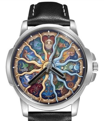 12 Sternbilder Astrologie Sternzeichen Lederband großes Zifferblatt Geschenk Armbanduhr
