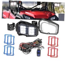 2PCS UTV Rear Side View Mirrors with 24 LED White Spot Light Rocker Switch