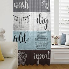 Laundry Room Semi Sheer Curtains Drapes 52W x 84L Pack of 1 , Laundrydol0801