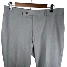 Ralph Lauren Mens Light Gray Dress Pants Slacks Flat Front Size 34W 32L Washable