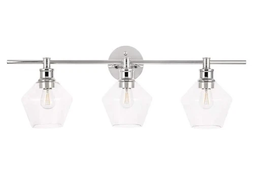 Living District Gene 3-Light Metal Wall Sconce in Chrome and Clear Glass - Picture 4 of 9