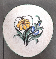 Ruscha 709/1 Wandteller wall plate 70er Jahre Blumen Ø ca. 22 cm handgemalt