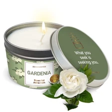 Gardenia Scented Smudge Candle | 6 Oz - 35 Hour Burn | Soy Wax Tin Candle