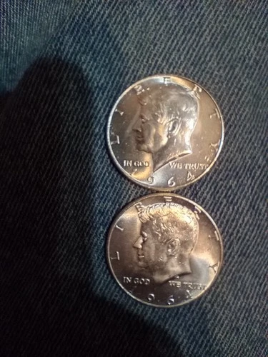 Lot of 2 – 1964 Kennedy Uncirculated Half Dollar Coins – 90% Silver - VERY NICE!