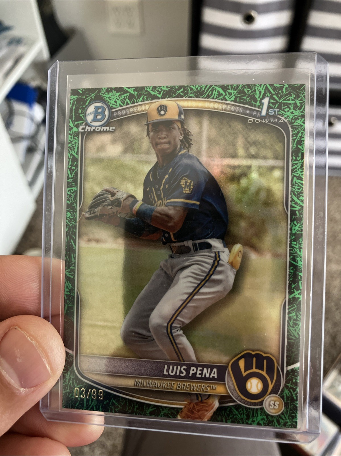 2025 Bowman - Chrome Prospects Luis Pena #BCP-38 Green Grass Refractor /99 (RC)