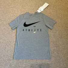 T-shirt Nike uomo Dri-Fit active abbigliamento sportivo girocollo M nuova con etichette maglietta grigia