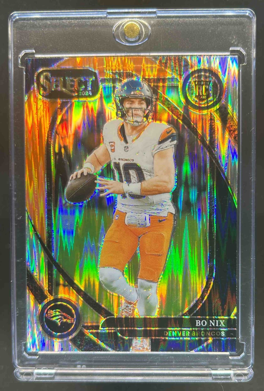 2024 Select Bo Nix Club Black and Orange Prizm Shock RC #221 Broncos