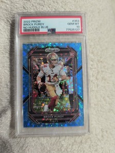 2022 Panini Prizm-Rookies Blue No Huddle Prizm #353 Brock Purdy /79 (RC) PSA 10