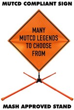 48" Reflective Roll-Up Traffic Sign Kit Steel Stand MUTCD