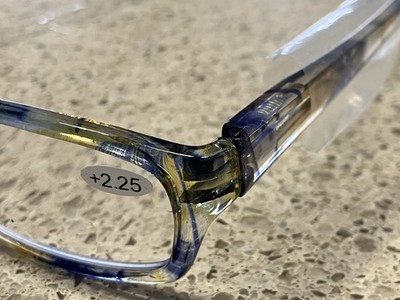 New Henotin +2.25 Readers Reading Glasses Blue Yellow