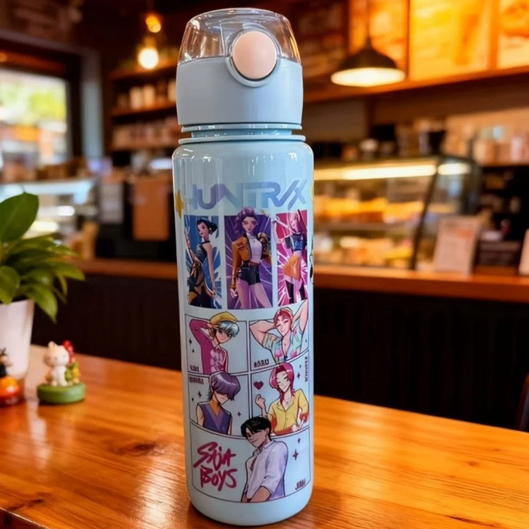 700ml Gradient Water Bottle Straw Cup Portable for Girls