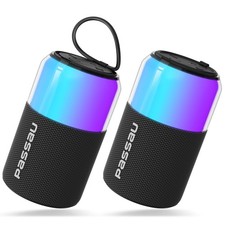 Portable Bluetooth Speaker with Lights Show, 15W Loud Clear Sound, White Elep...