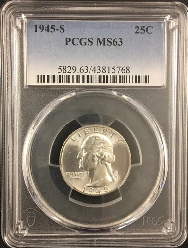 #0005   1945-S   WASHINGTON QUARTER   PCGS   MS63  (BU)