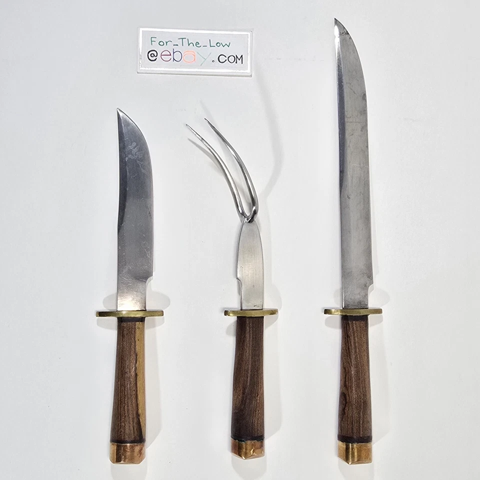 FRED BIZON feito à mão no México pela Bizon. Conjunto de garfo faca escultura caça luta - Imagem 3 de 4