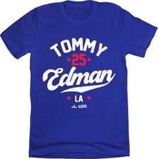 In The Clutch Official Tommy Edman #25 LAD MLBPA Baseball Tee Royal Youth