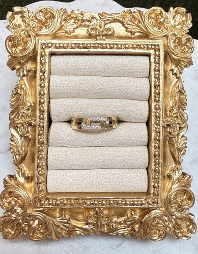 Roberto Coin 18K Yellow Gold 0.12ct Navarra Diamond Accent Slim Ring Size 7