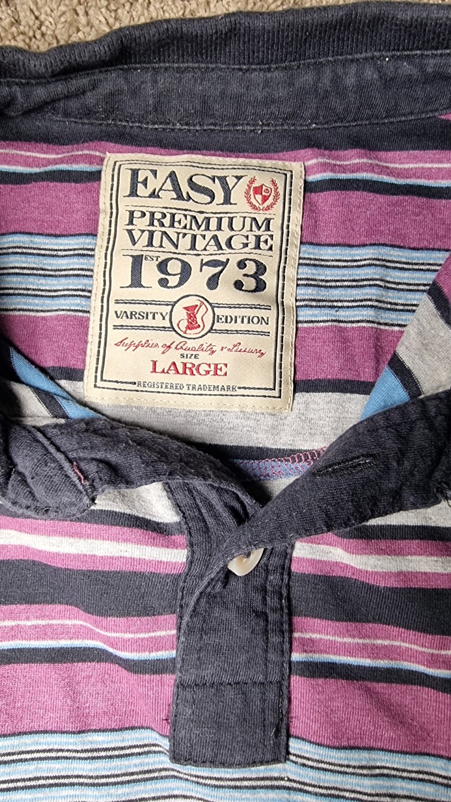 Easy Premium Vintage 1973 Polo T-shirt Men's L Multicoloured Top Wear (D1) image 7