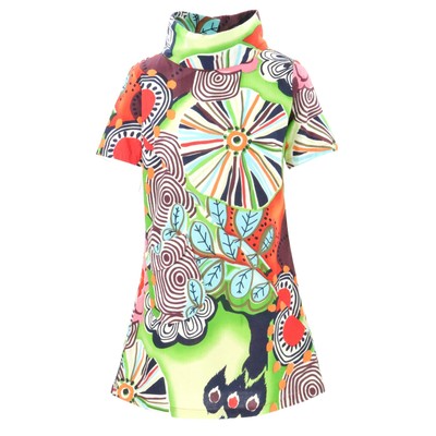 Damen Sixties Etuikleid Retro Sommer Ärmellos Tunika Boho Print