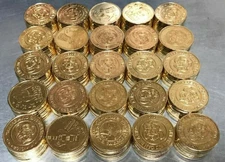 250 Chuck E Cheese Tokens, .984" / 25mm Brass Tumble Cleaned