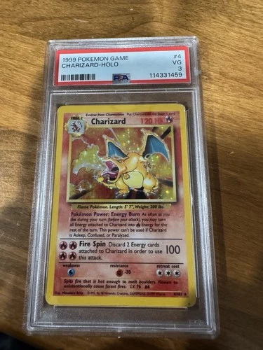 Pokémon TCG Charizard Base Set Holo Rare 4/102 PSA 3 1999 English