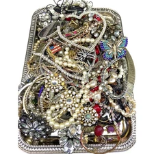 TREASURE HUNT! 3 + LBS Broken Tangled Rhinestone Jewelry Lot Craft Vintage Scrap