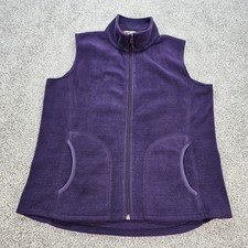 Woolrich Womens Medium Fleece Vest Purple Full Zip Sleeveless Outdoors