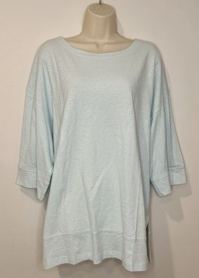 J. Jill PureJill Hemp & Cotton Knit Seamed Tunic Pastel Blue Size L Large NWT!!